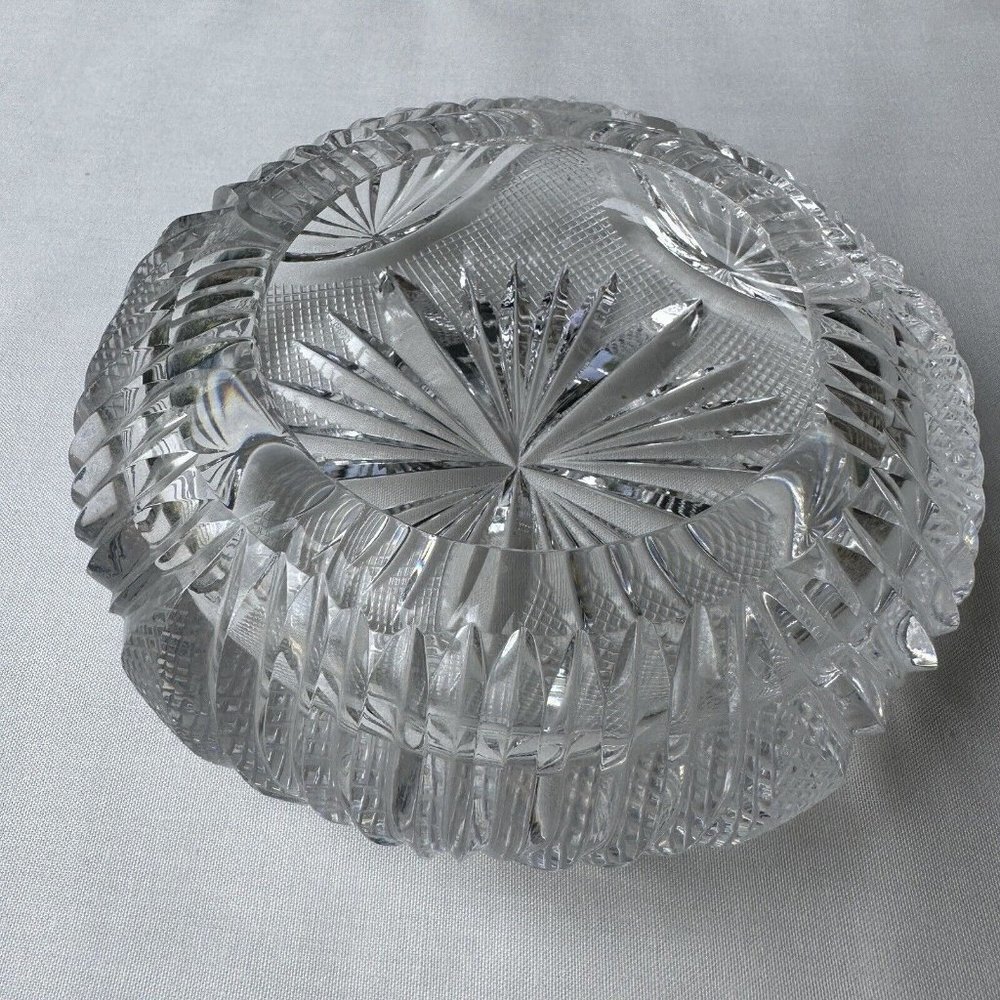 VTG American Brilliant Period Ashtray Bowl 4.5 Inch Cut Crystal Glass Clear
